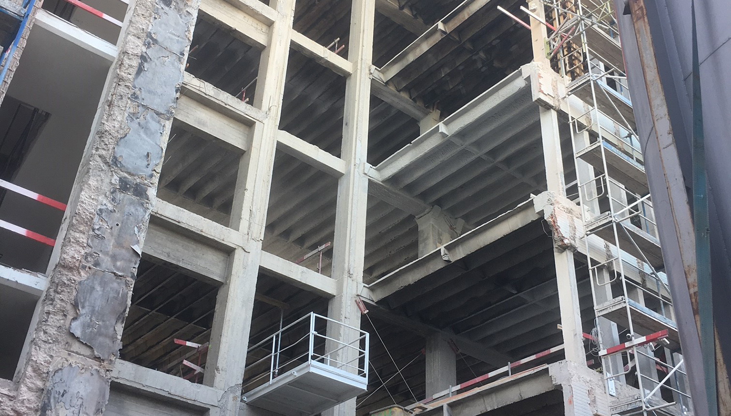 Beton constructie, gebouw van 12 verdiepingen hoog