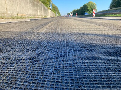 Asphalt reinforcement installed